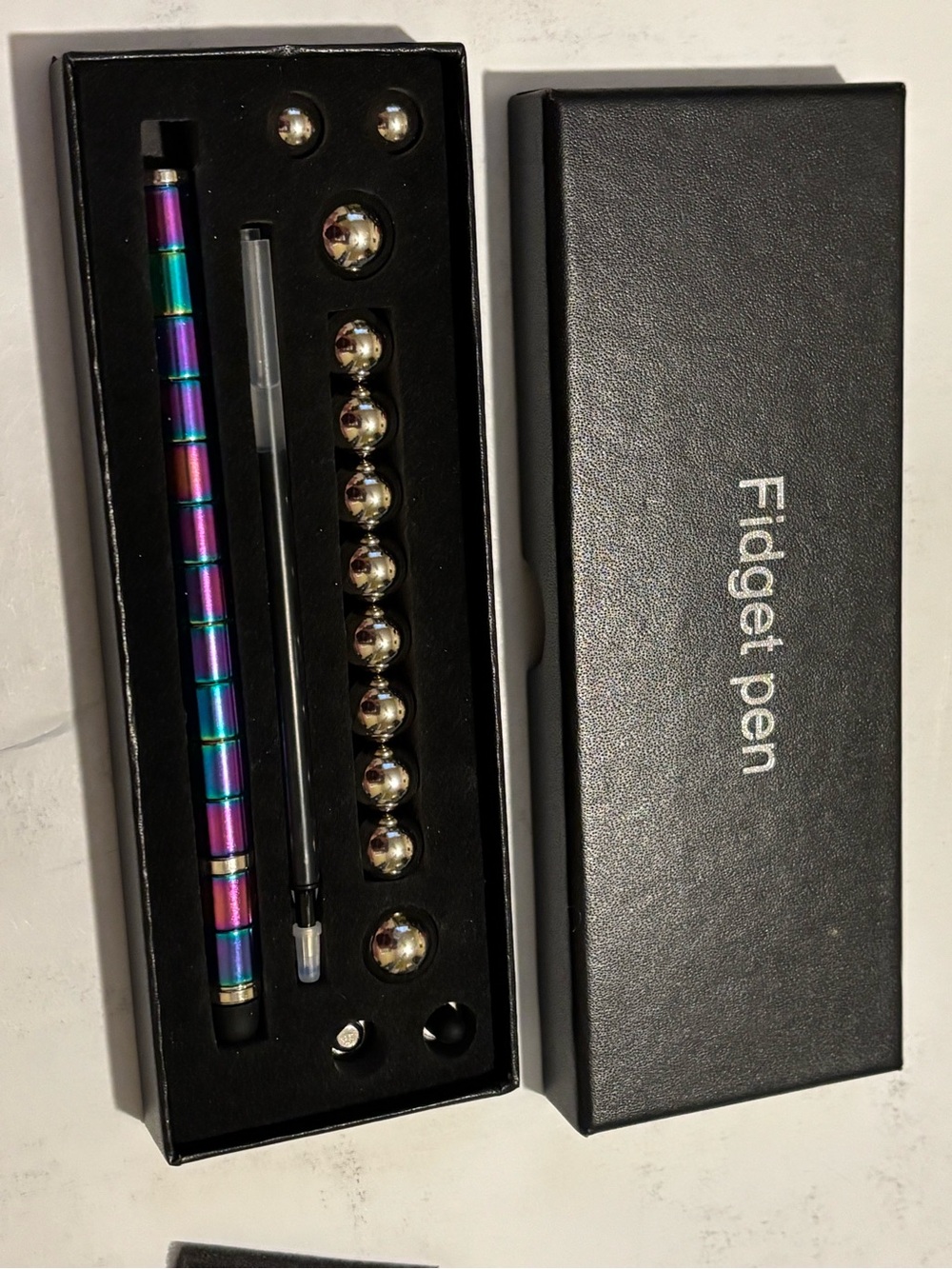 Rainbow Metallic Fidget Pen with Magnetic Beads